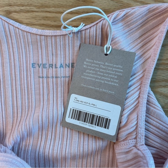 NWT Everlane The Rib Soft Knit Scoop Neck Sleeveless Tank Dress Petal Pink Large - Picture 12 of 16